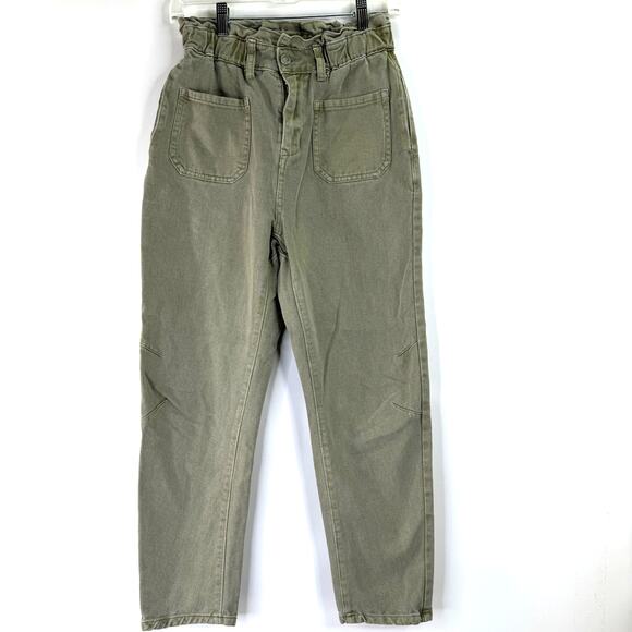 Bohme Olive Green Kennedy Paper Bag Pants Size Small - Picture 1 of 12